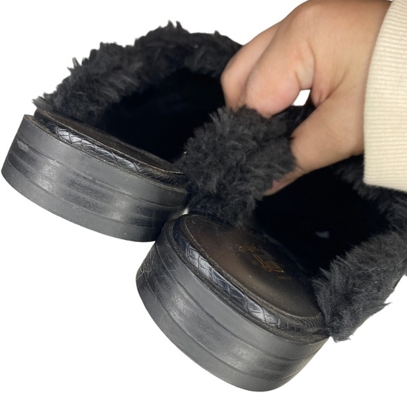 NEW G.H. Bass & Co Gwen Faux Croc leather mules faux fur trim womens shoes 8 - Picture 5 of 9